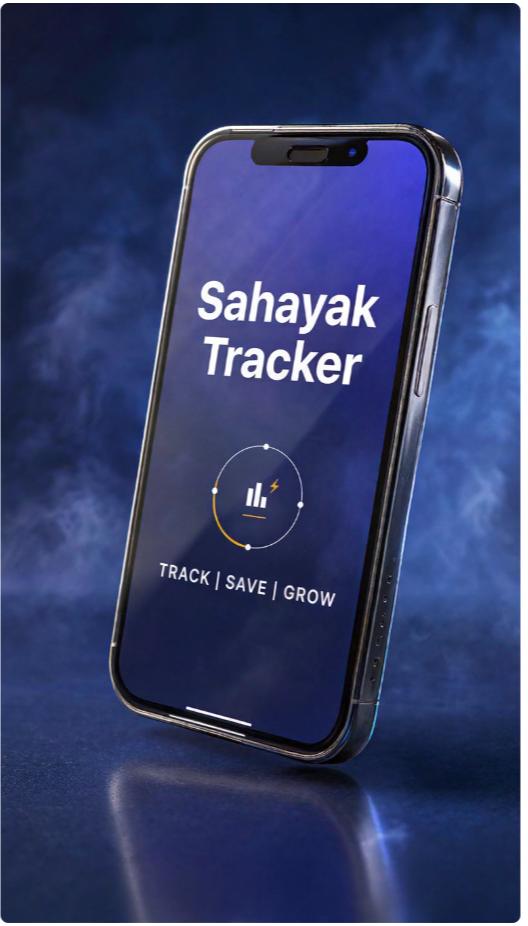 Sahayak Tracker app splash screen on a phone